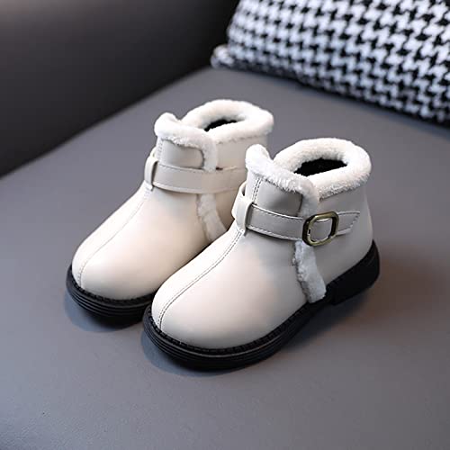 Boys Girls Winter Ankle Boots 𝐖aterproof Autumn Flat Bottom Buckle Non Slip Short Plush Slip on Shoes Outwear4