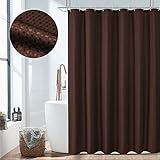 Gibelle Brown Shower Curtain, Waffle Weave Textured Fabric Shower Curtain for Bathroom, Soft Cloth & Hotel Spa Luxury, Water Repellent, Machine Washable, 72X72