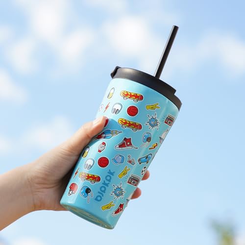 Image of BJPKPK 30 oz Coffee Tumbler with Straw, Insulated Stainless Steel Cup