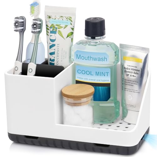 PARKMANI Organizador de encimera de baño, organizadores y almacenamiento de baño, soportes desmontables para cepillo de dientes para organizador de lavabo de tocador de baño (blanco) PARKMANI Organizador de encimera de baño, organizadores y almacenamiento de baño, soportes desmontables para cepillo de dientes para organizador de lavabo de tocador de baño (blanco)