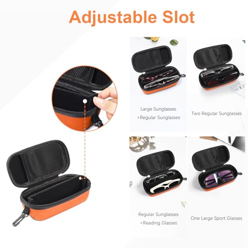 Image of Bukere Double Eyeglasses Case with Adjustable Slots, EVA Hard-shell Travel Dual Glasses Sunglasses Organizer for Men Women