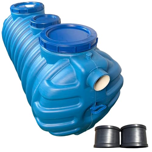 264 Gallon Monolithic PE Septic Tank Kit 65.430.731.5 in Plastic Septic System for 3-5 Persons Rectangle Septic Tank with Threaded Manhole Covers Corrosion Resistant Easy Installation