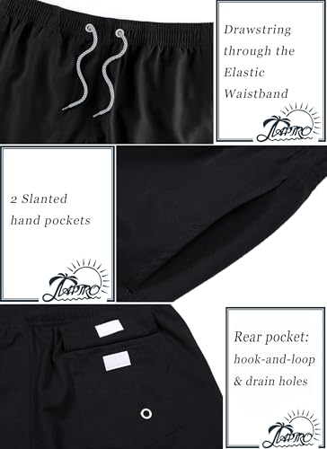 APTRO Herren Badehose Freizeit Short Schnelltrocknend Badeshorts Sportsshorts Schwarz K27 L 4
