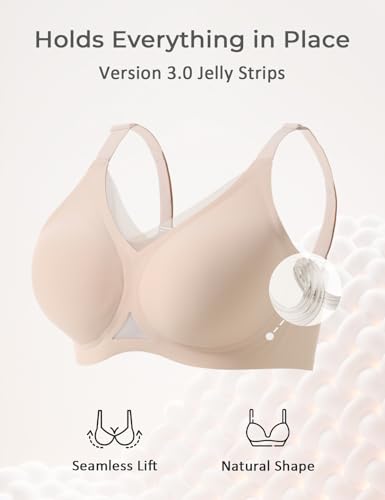 Image of Gailife Womens Jelly Comfortable Bras for Women No Underwire Supportive Bra | Wireless Bra Seamless Bralette Push Up,Soft Tshirt Bras,Mesh V /V Neck,U-back /X-back,Breathable Semi-fixed Pads,Bra Extender