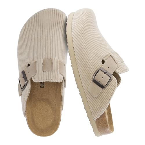 Image of CUSHIONAIRE Hana Womens Clogs | Comfortable Vegan Suede Clogs for Women | Slip On Potato Shoes with Cork Footbed & Arch Support | Memory Foam, Wide Widths Available