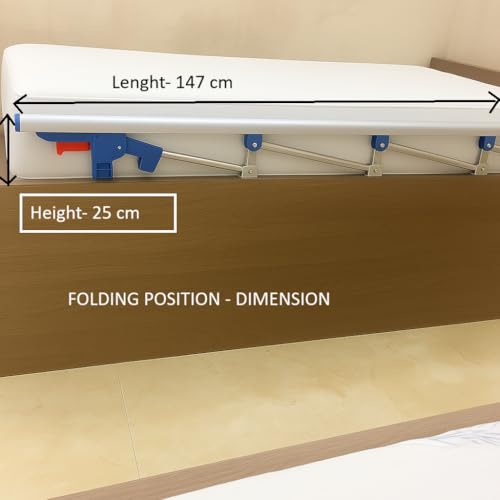 Image of P.M.P.S. Heavy 5 Steel Vertical Bar Hospital Bed Guard Collapsible Railing Soft Closure with 2 Attachment,No Drilling Required, (1 Side Only) for Elderly Person at Home I Size- 46.5LX19 H - inches