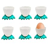 6 Pcs Egg Cups Soft Plastic Cartoon Egg Holders Fun Duck Feet Shaped Egg Tray for Breakfast Brunch Soft Boiled Egg(Green)