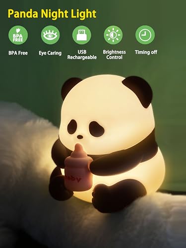 Lámpara de mesa nocturna panda de silicona recargable miniatura 3