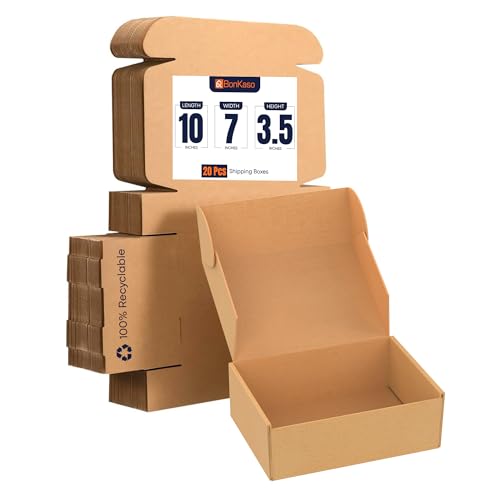 Image of BonKaso 3 Ply Brown Flap Corrugated Boxes for Packaging | 10 inchx7 inchx3.5 inch (Pack of 10)