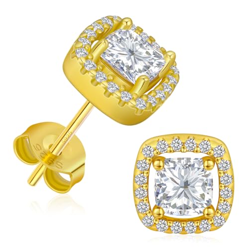 Stud Earrings for Women, Hypoallergenic Sterling Silver Post Dainty Pearl, Black Onyx, Halo Cubic Zirconia Earrings Studs