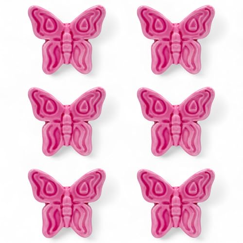 Gentile Ceramiche – Set 6 Farfalla in Ceramica con Calamita (5,5cm) Fatto a Mano, Made in Italy – Bomboniere, Segnaposto, Decorazioni (Fucsia)