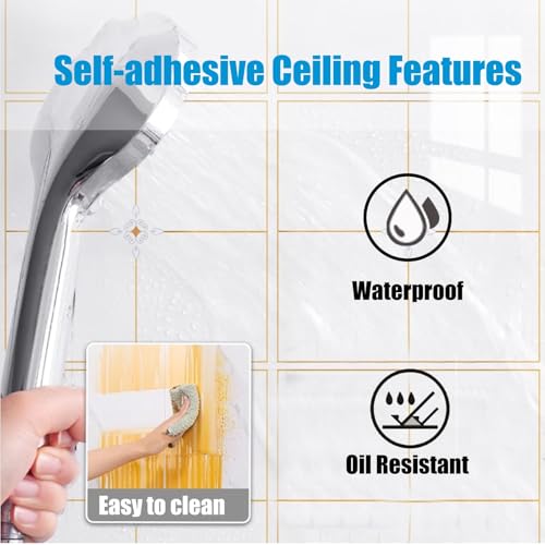 Paneles de techo para despegar y pegar, azulejos de PVC autoadhesivos para una fácil instalación en baños y oficinas, lavables y no requiere clavos