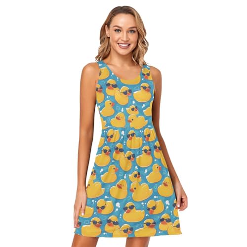 Image of ALAZA Women's Summer Dress Sun Dress Sleeveless with Pockets