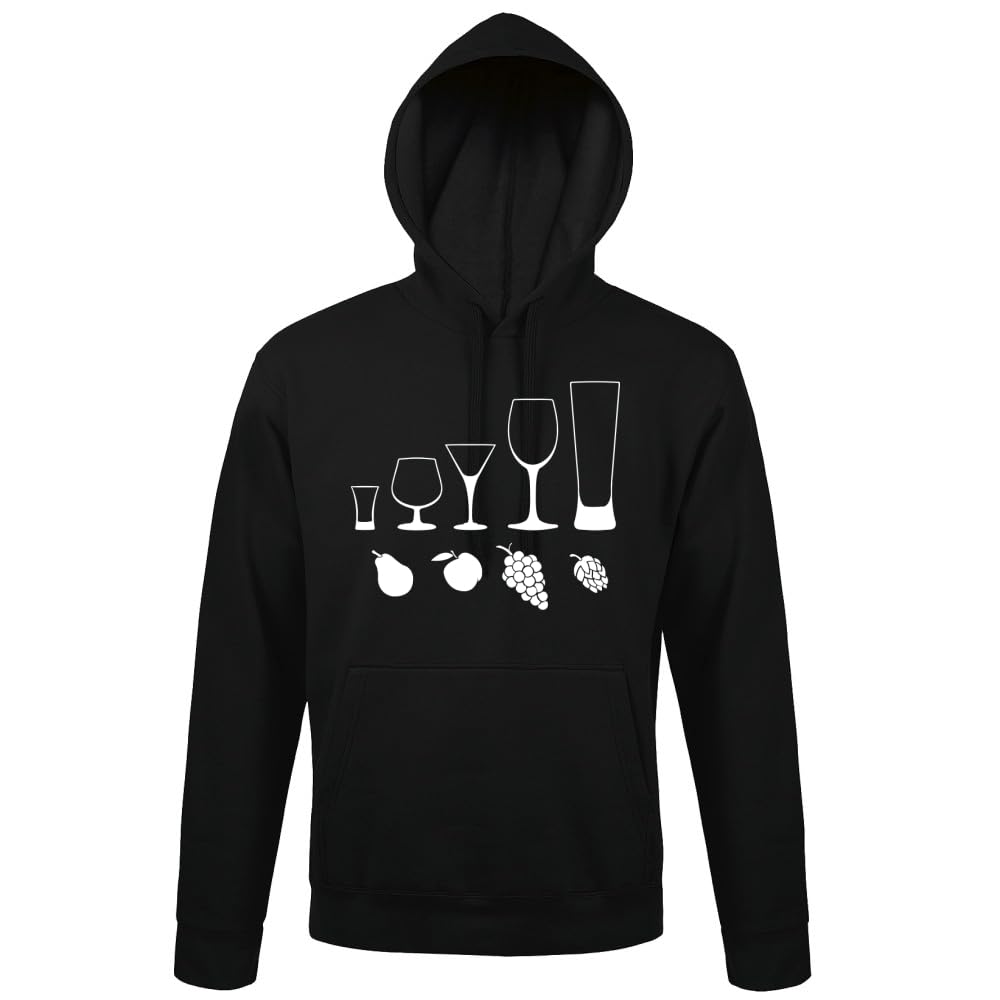 Felpa con cappuccio da uomo con bevande alcoliche, Nero , XXXXL