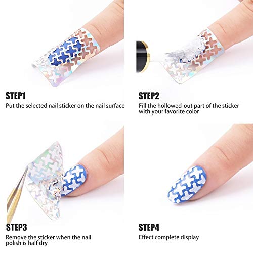 Hanyousheng Nagelaufkleber Schablonen, 144 Designs Nagel Schablonen Blätter, 24 Blatt Nagelsticker Nagel Aufkleber… – Bild 4