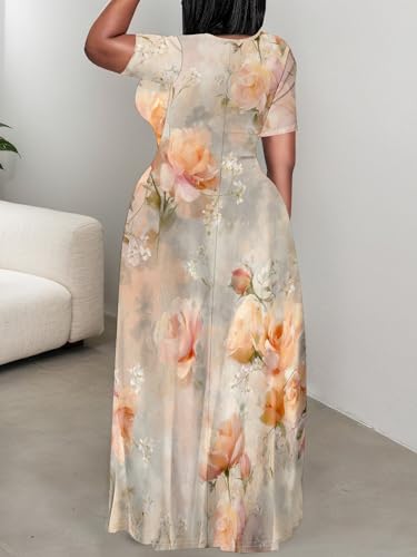 Image of Plus Size Maxi Dresses for Curvy Women T-Shirt Summer Sun Dresses Loose Fit