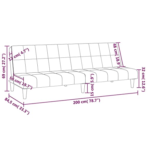 vidaXL-Sofa-Cama-de-2-Plazas-Invitado-Pijamada-Plegable-Salon-Sala-de-Estar-Acolchada-Dormitorio-Habitacion-Muebles-Mobiliario-Tela-Gris-Claro