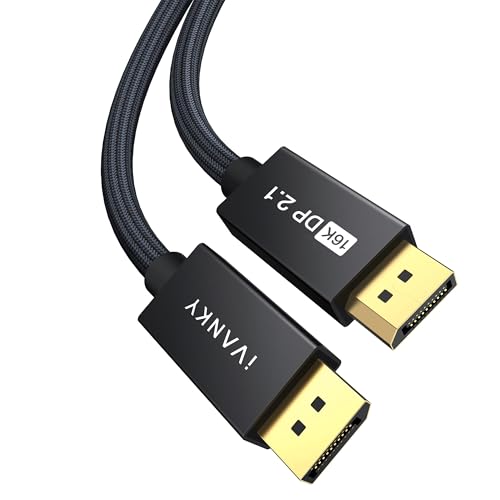 IVANKY DisplayPort Kabel 2.1 3M 80Gbps 16K/10K/8K@60Hz 4K@240Hz/165Hz/144Hz 2K@240Hz/165Hz/144Hz DP Kabel 2.1 Kompatibel mit HDR10 FreeSync G-Sync DSC1.2 für Gaming Monitor Grafikkarte