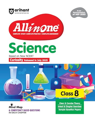 Image of Arihant All in One Science Class 8 Book 2025 Edition | NCERT Based Complete Study Guide with Mind Map, Competency Based Questions, Chapterwise Exercises and Sample Question Papers