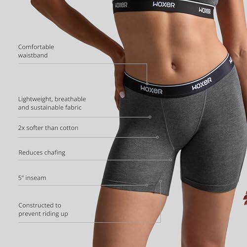 Image of Woxer Boxer Shorts for Women - 5 inch Baller Boy Shorts Underwear, Soft Modal, Chafe Free - Breathable & Moisture-Wicking