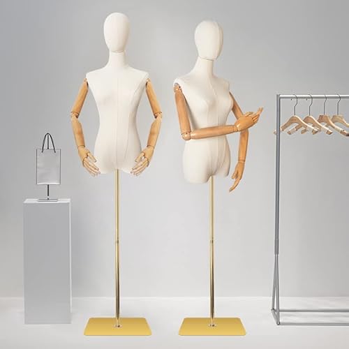 image for SHAREWIN Mannequin Body Female Dress Form Linen Fabric Manikin Torso w