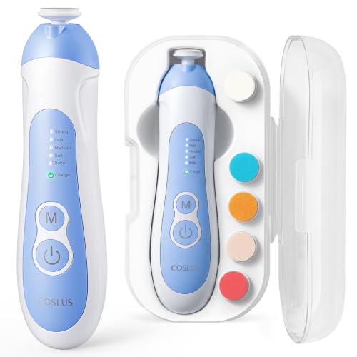 COSLUS C52 Elektrische Nagelfeile Baby Wiederaufladbar: 2026 Electric Baby Nail Trimmer Sanfter 5 Geschwindigkeiten & 6 Schleifköpfe für Babys und Kinder Sicher und leise-CPC Zertifiziert Blau