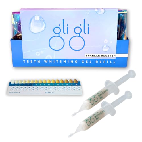 gli gli Sparkle Booster Gel Refill Teeth Whitening Gel - 2 x 5ml Pap Whitening Gel Syringes, Peroxide Free, Gels Made in UK - 10 to 15 Days Treatment, for Sensitive Teeth, Milky