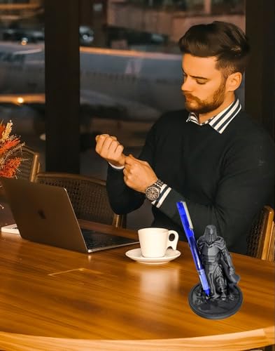 TIME&TRAVE Creative Knight Pen Holder, Knight Desk Organizer Cool Pen Stand Home Decor Pencil Holder for Men as Gift (Black) - Image 6