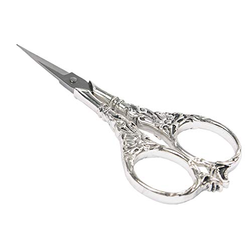 BIHRTC Vintage Schere im europäischen Stil Edelstahl für Kreuzstichschneiden Stickerei Nähen Handwerk Kunsthandwerk DIY-Werkzeug Silber Cover