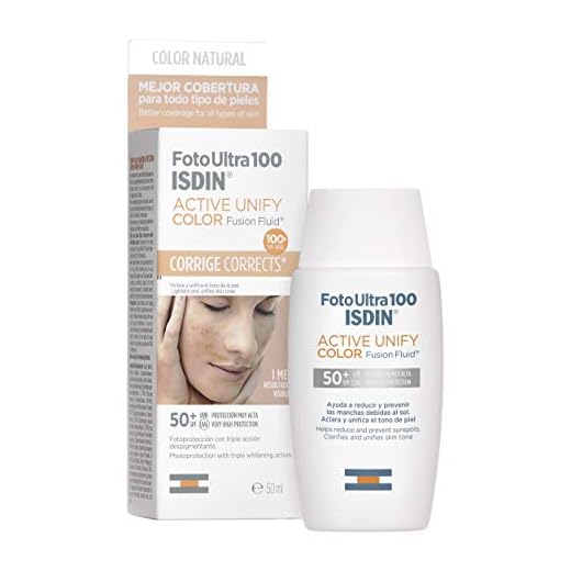 FotoUltra 100 ISDIN Active Unify Color SPF 50+ - Protector solar facial, Aclara y unifica el tono de piel, 50 ml