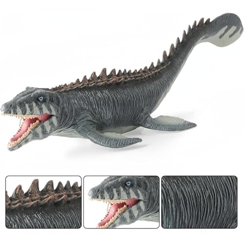 Image of Mosasaurus Striped Face Realistic Dinosaur Toy with Movable Mouth Textured Dinosaur Figure Prehistoric Animal Creatures Educational Toy for Kids & Adults