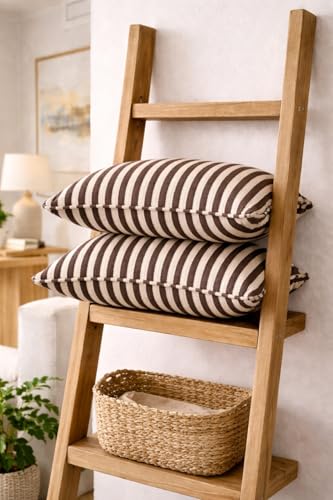 Image of 100% Cotton - Dark Brown Stripes Cushion Covers Set of 1 (16 x 16 inches) - Cushion Covers for Sofa & Living Room Decor