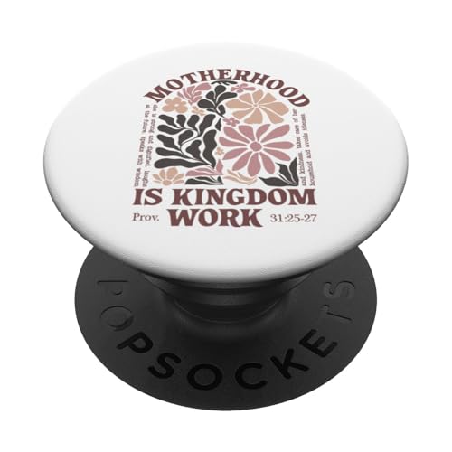 La maternidad es Kingdom Work Boho Floral Retro Christian Mom PopSockets PopGrip Adhesivo