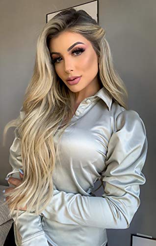 Camisa Feminina Manga Longa Bufante Social Executiva (M, Fúcsia)