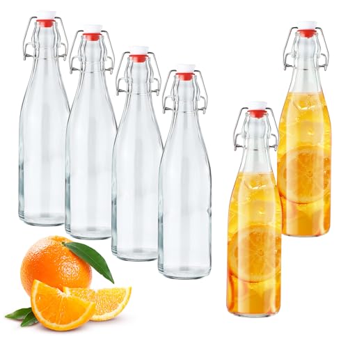 Nuangoo 6 Stück 500ml mit Bügelverschluss Glasflaschen zum Befüllen Kleine Flaschen zum Befüllen Wiederverwendbare Flaschen zum Selbstbefüllen für Saft Öl & Essig