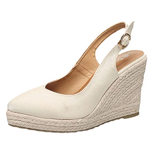 Espadrillas Donna Zeppa Alta Espadrillas a Punta Chiuse Scarpe Classiche