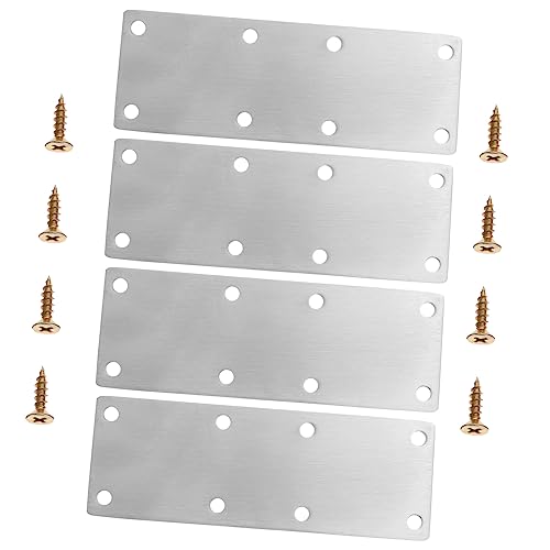 CIYODO Stainless Steel Mending Bracket Plates Flat Metal Connectors 4pcs Straight Brace for Furniture