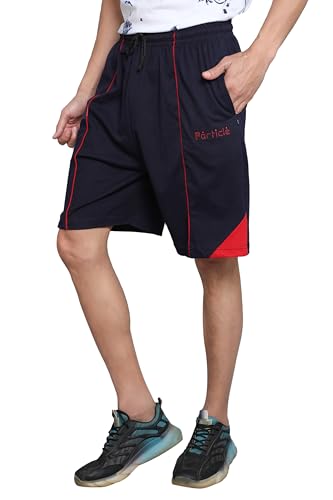 Image of Particle Men's Plus Size Hosiery Corduroy Cotton Bermuda Shorts | 230 GSM Ribbed Fabric | Big Size Casual Half Pants with Pockets for Walking, Gym & Lounge (XL-5XL)