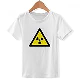DIYthinker  Symbole d'avertissement Jaune Noir Ionisation Triangle Radiation Ras du Cou Blanc T-Shirt pour Les Garcon Médium Multicolore