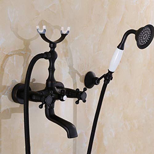 Mitigeur de douche anti-calcaire en laiton massif pour baignoire double poignée