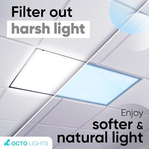 Image of Fluorescent Light Covers for Ceiling Lights Classroom Magnetic Blue 4pk | Reduces fluorescent /LED glare and eye strain; easy magnetic install for classrooms /offices; NFPA 701 fire safety rated