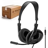 SENTRY Bulk Rugged School Headphones, Durable for Kids, Students, Teachers, Classrooms, 3.5mm or USB-C Jack Options, Optional Boom Mic for Online Learning (8 Count - 3.5mm with Boom Mic, 8, Count)