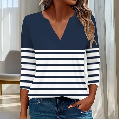 3/4 Length Sleeve Womens Tops Henley Shirts for Women V Neck Summer Trendy Work Clothes Ladies Fashion Outfits S-3XL2