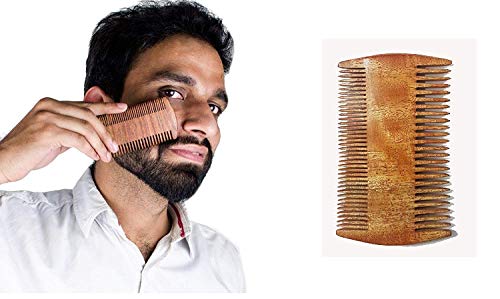 Image of Ekan Double Sided Beard Neem Wood Comb, Handmade Pocket Comb Beard Accessories For Men Brown color 15 Gram pack of 1 (Neem wood Comb Model no -12)
