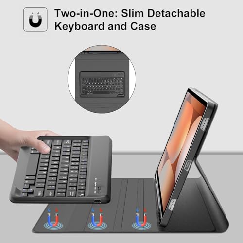 Image of Case with Keyboard for Samsung Galaxy S10 Ultra /S9 Ultra /S8 Ultra 14.6 inch | Magnetic Detachable Wireless Bluetooth Keyboard, Slim Protective Folio Case with S Pen Holder, Auto Sleep /Wake