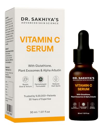 Image of Dr. Sakhiya's 25% Vitamin C Serum with Glutathione, Plant Exosomes & Alpha Arbutin | Lightweight, Non-Greasy | For Dull, Pigmented & Uneven Skin Tone - 30ml