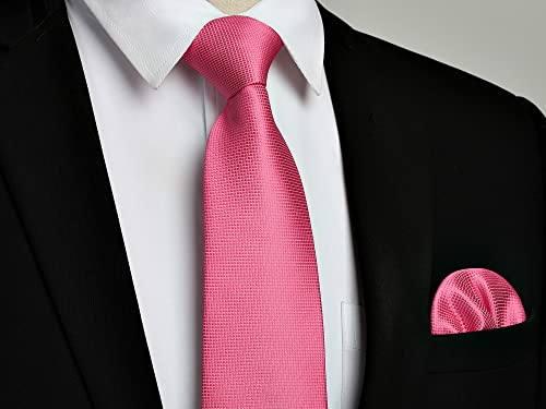 Image of Enlision Mens Ties Stripe Tie and Pocket Square Set Classic Formal Woven Neckties Handkerchief Cufflinks Wedding