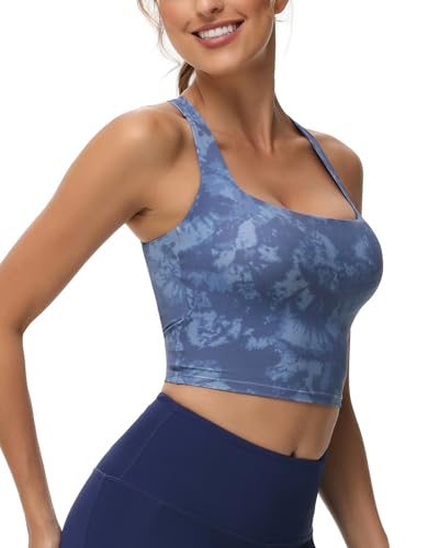 Image of romansong Strappy Yoga Sports Bras for Women Padded Criss-Cross Back Tank Tops