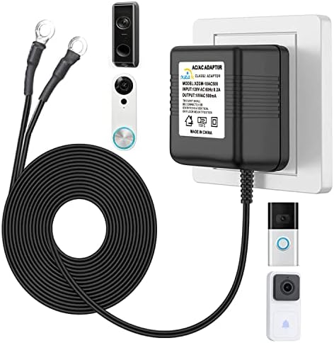 Black Video doorbell Special Power Transformer,18V500MA doorbell Power Adapter, Compatible with Ring, Nest, Eufy, Wyze, Arlo Wireless Video doorbell (with 196in Cable)