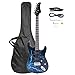 Kcelarec Electric Guitar Full Size 6 String with Strap, Guitar Bag, Power Cord,Plectrums (Black)